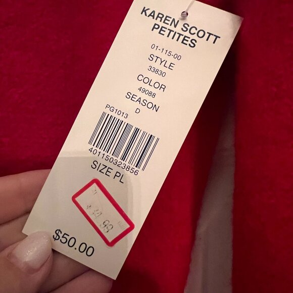 Vtg Karen Scott Red Boiled Wool Jacket Floral Embroidery Embellishments Buttons - Picture 10 of 12